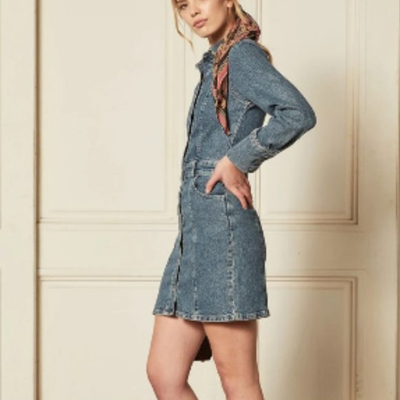 Boyish Emmett Puff Shoulder Denim Dress in “Mirror” Size XL - Picture 4 of 14
